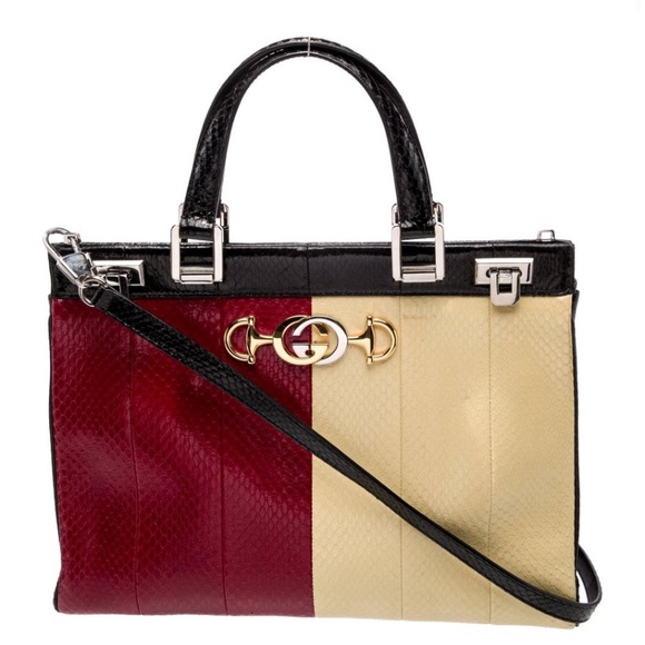 Gucci Python Colorblock Horsebit GG Zumi Shoulder Bag - Picture 2 of 9